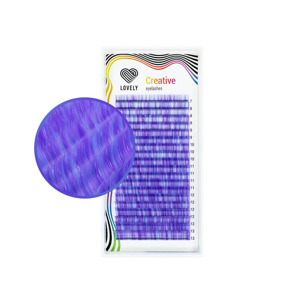 Вії кольорові колоровані Lovely №5, Фіолетові, Мікс 20 ліній