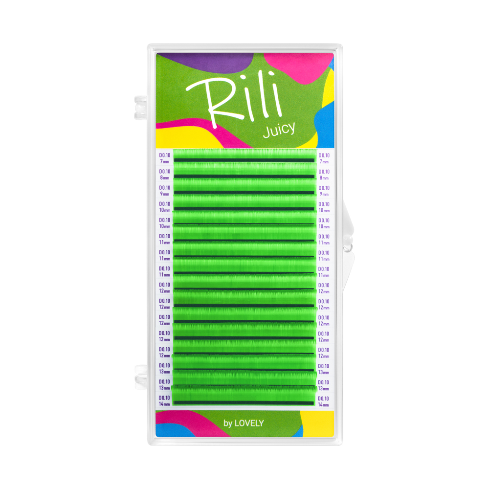 Ресницы неоновые зелёные Rili Juicy, Микс 16 линий