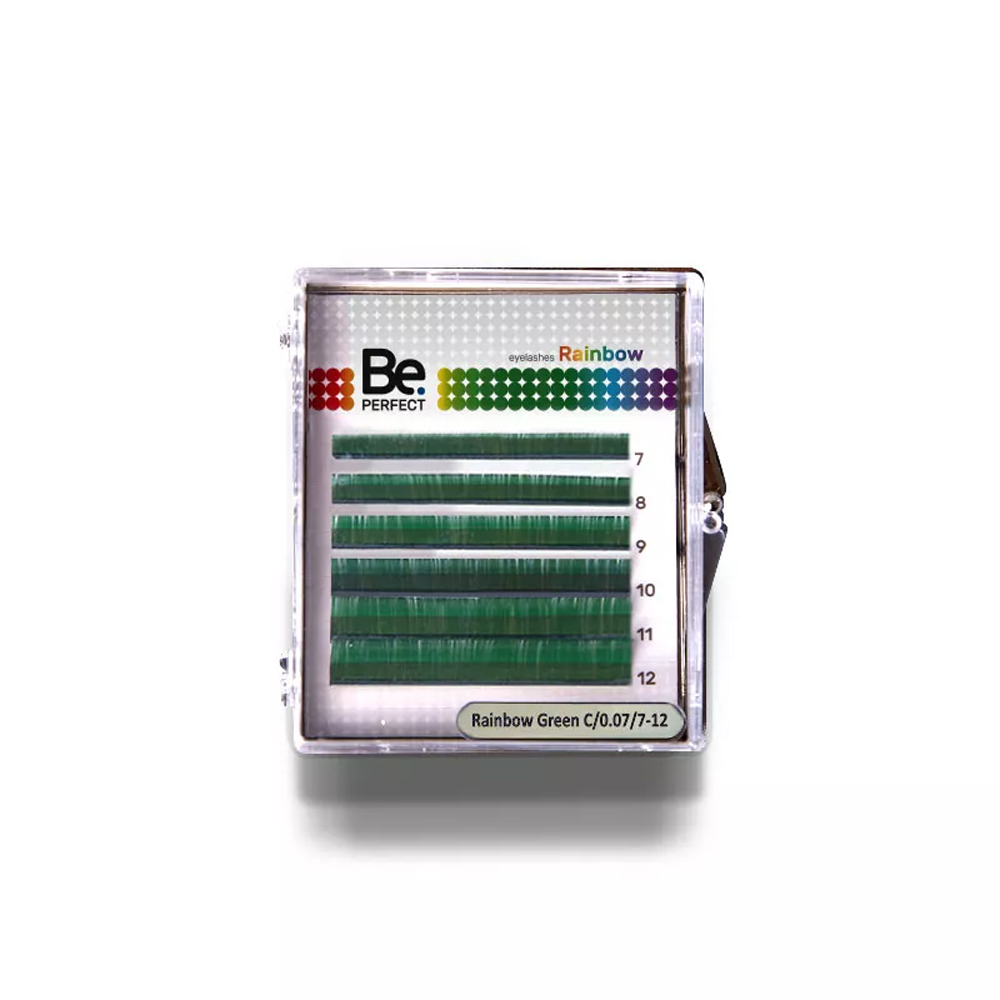 Вії кольорові Be Perfect Rainbow Green, Зелені, Мікс 6 ліній, Мікс 6 ліній