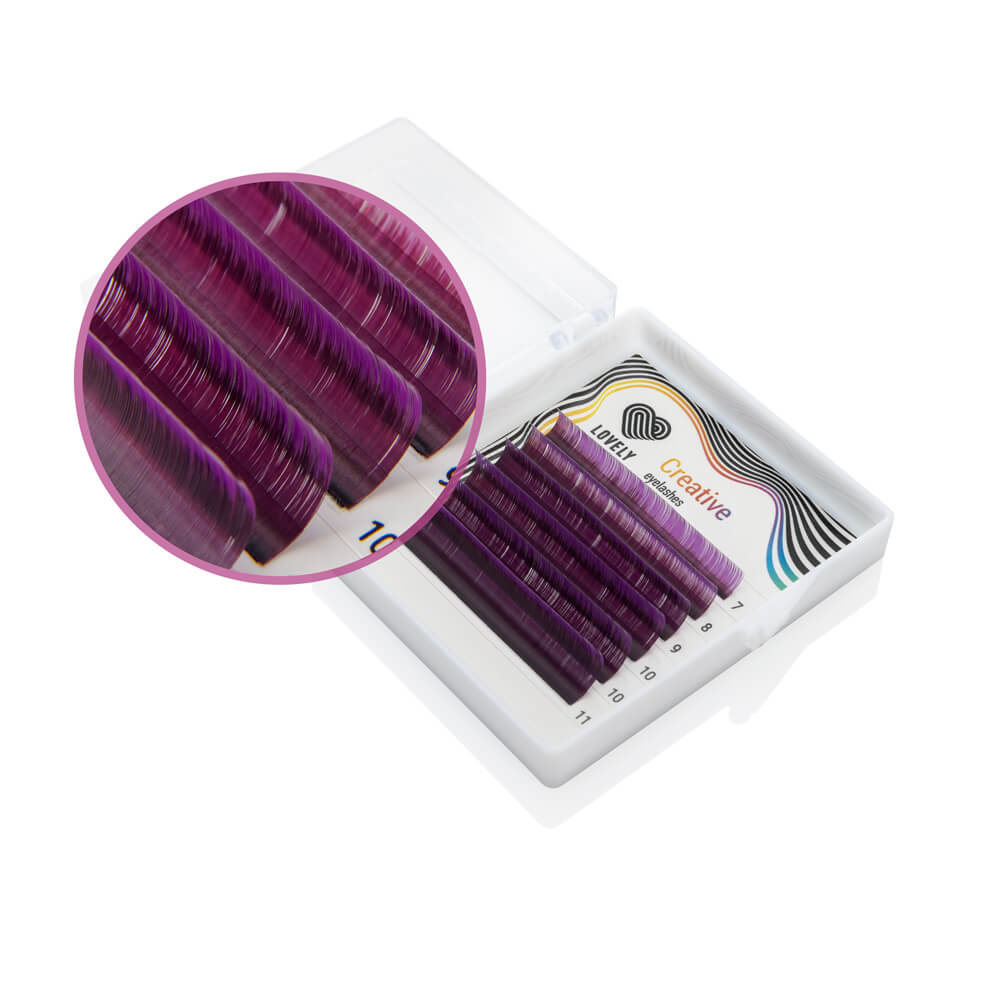 Вії кольорові омбре Lovely Black-Purple, Чорно-пурпурові, Мікс 6 ліній
