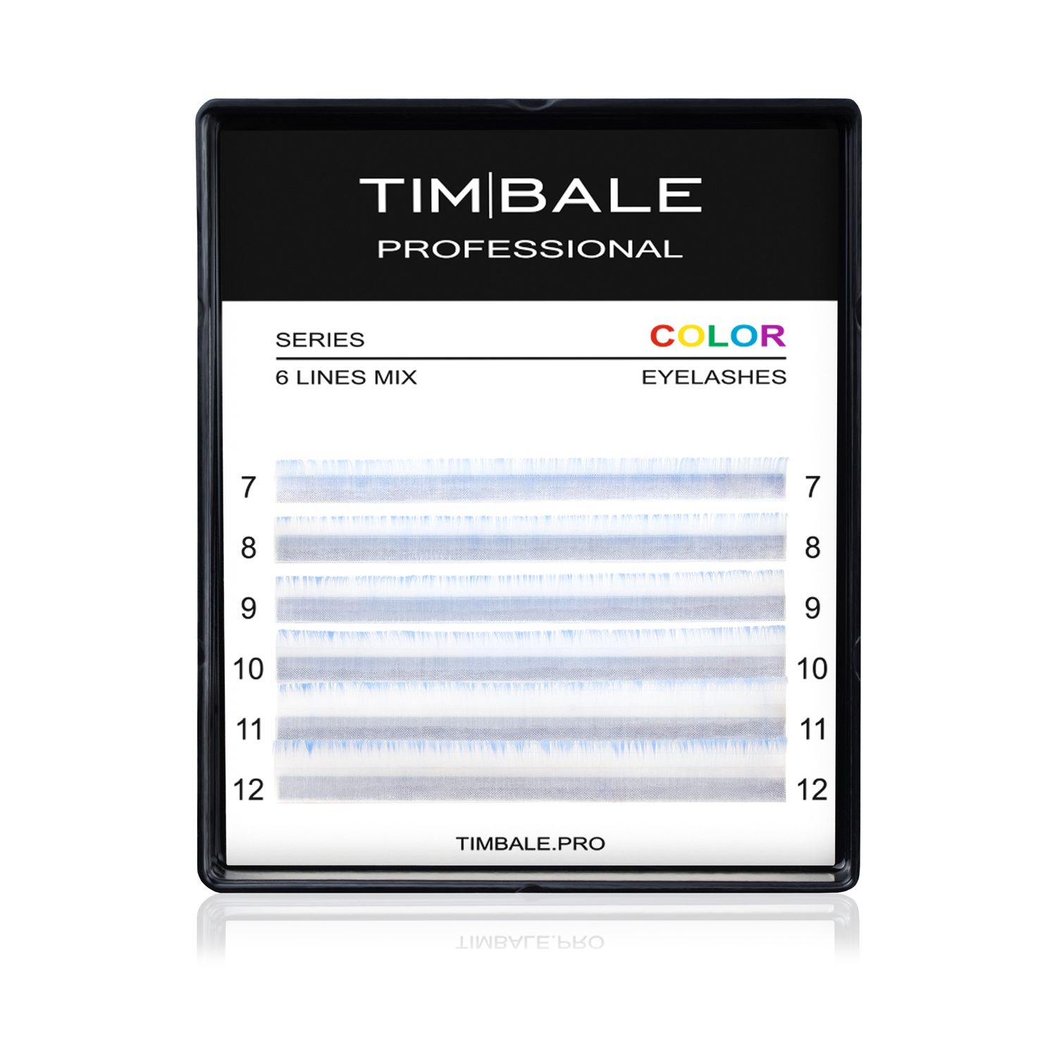 Вії двоколірні TimBale Ice-Blue, Біло-блакитні, Мікс 6 ліній